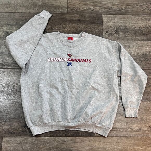 Vintage Y2K Spellout NFL Arizona Cardinals NFC Grey Crewneck Sweatshirt Mens XL - Picture 1 of 4